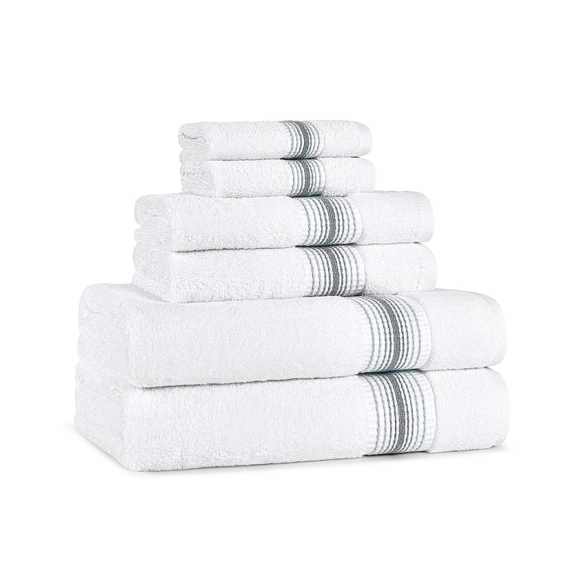Aston & Arden Turkish Striped 6pc Towel Set Slate Gray - 1 Set (PNP-BST-STT-SLT)