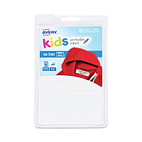 Avery Kids No-Iron Fabric Labels, Handwrite Only, Assorted Shapes and Sizes, White, 15 Labels/Sheet, 3 Sheets/Pack (40700)