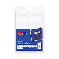 Avery No-Iron Fabric Labels, 0.5 x 1.75, White, 18/Sheet, 3 Sheets/Pack (40720)