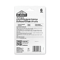 Elmer's School Glue Stick, 0.77 oz, Applies Purple, Dries Clear, 6/Pack (E578)