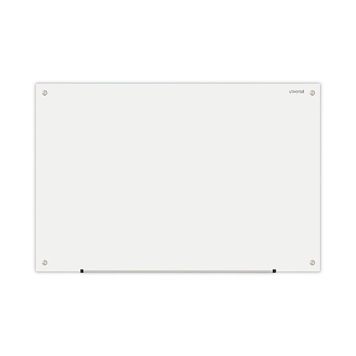 Universal Frameless Glass Marker Board, 36 x 24, White Surface (UNV43232)