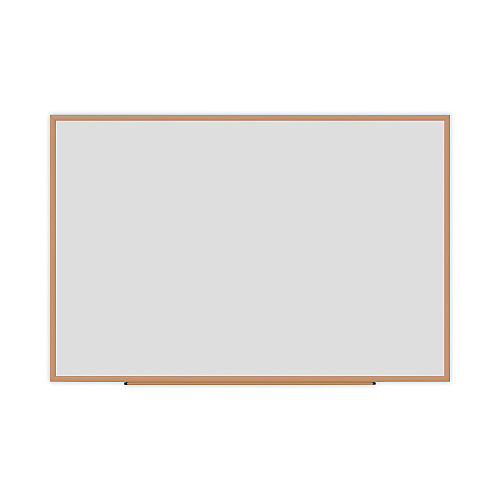 Universal Deluxe Melamine Dry Erase Board, 72 x 48, Melamine White Surface, Oak Fiberboard Frame (UNV43621)