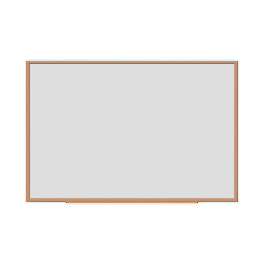 Universal Deluxe Melamine Dry Erase Board, 72 x 48, Melamine White Surface, Oak Fiberboard Frame (UNV43621)
