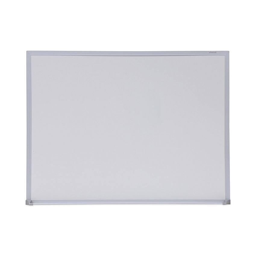 Universal Melamine Dry Erase Board with Aluminum Frame, 24 x 18, White Surface, Anodized Aluminum Frame (UNV43622)
