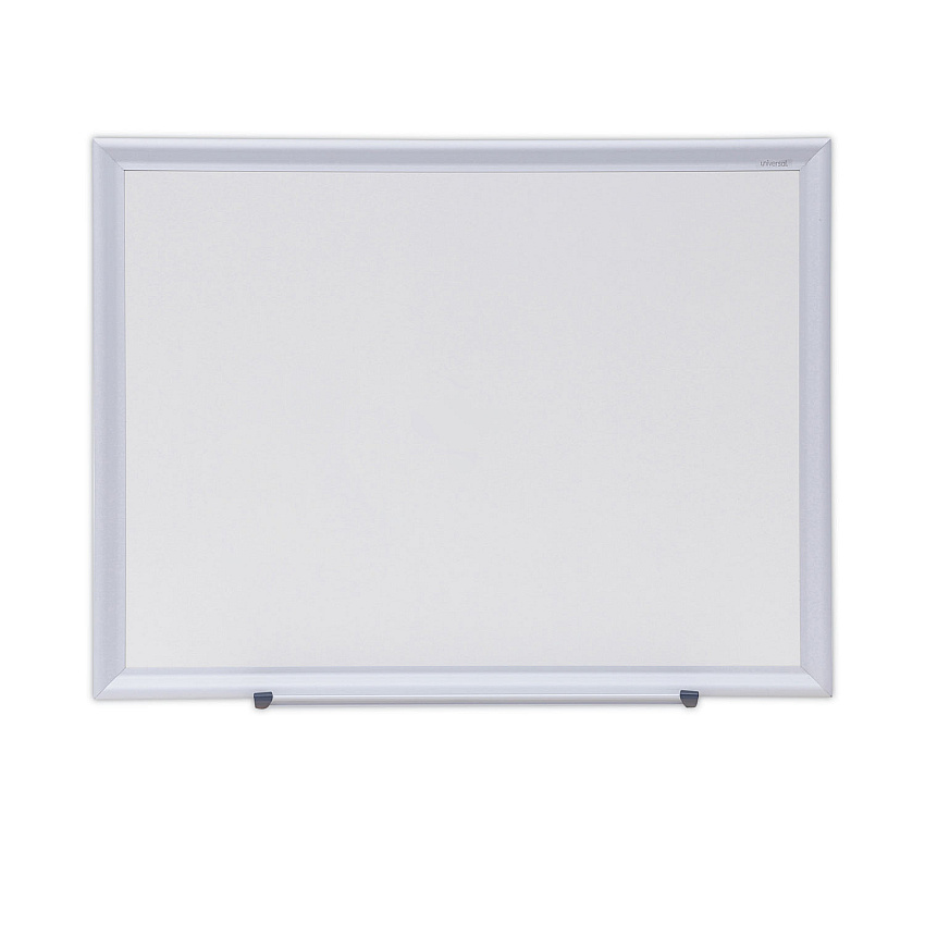 Universal Deluxe Melamine Dry Erase Board, 24 x 18, Melamine White Surface, Silver Aluminum Frame (UNV44618)