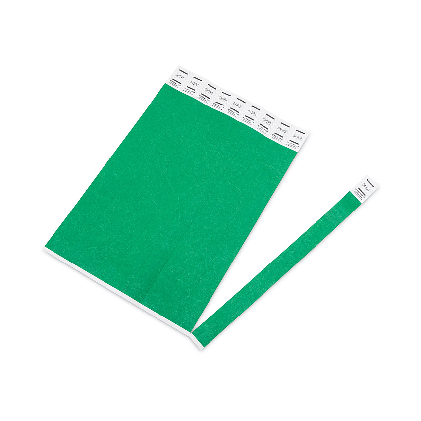Advantus Crowd Management Wristbands, Sequentially Numbered, 10" x 0.75", Green, 100/Pack (75443)
