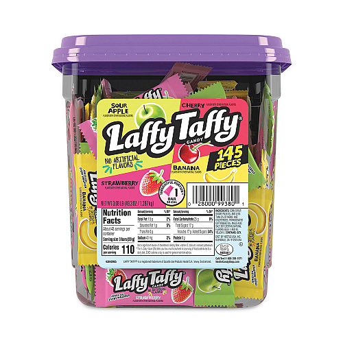 Nestle Laffy Taffy, Assorted Flavors, 3.08 lb Tub, 145 Wrapped Pieces/Tub (20900119)