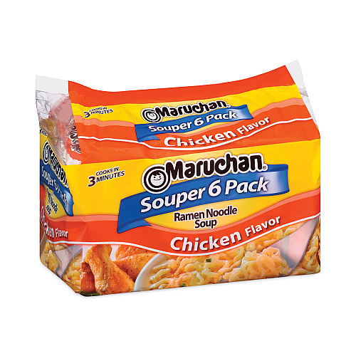 Maruchan Ramen Noodle Soup Chicken Flavor Souper, 3 oz, 6/Package, 4 Packages/Pack (30700038)