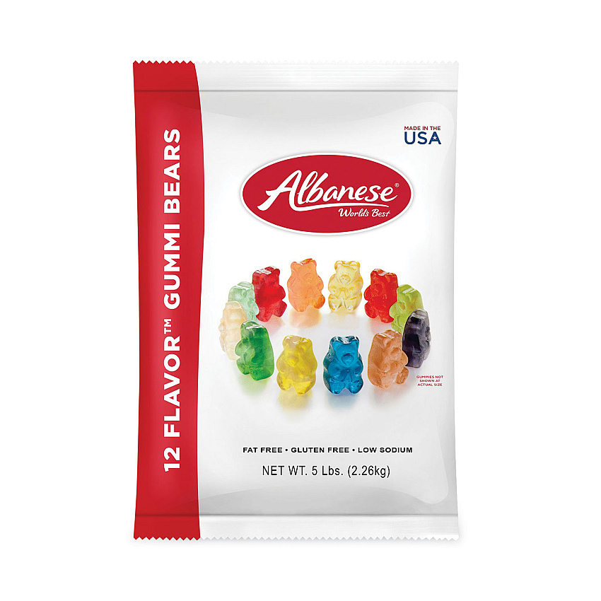Albanese Worlds Best Gummi Bears, 5 lb Pouch, Assorted (20600001)