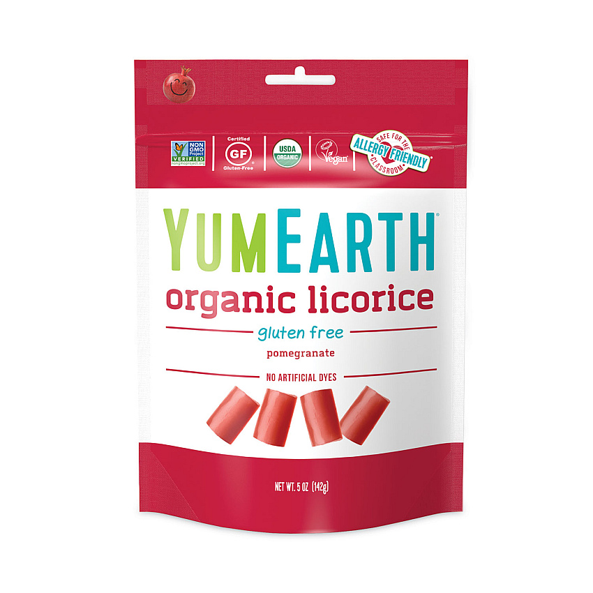 YumEarth Organic Gluten Free Pomegranate Licorice, 5 oz Bag, 4/Pack (27000046)