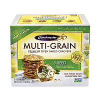 Crunchmaster 5-Seed Multi-Grain Crunchy Oven Baked Crackers, Whole Wheat, 10 oz Bag, 2 Bags/Box (22000757)