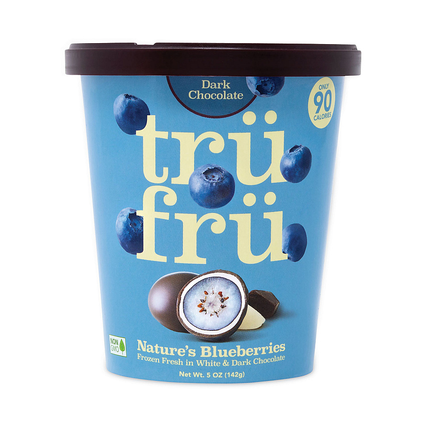 Tru Fru Nature's Hyper-Chilled Blueberries in White and Dark Chocolate, 5 oz Cup, 8/Carton (90300270)