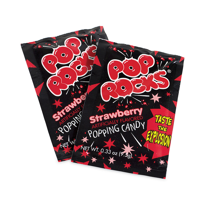 POP ROCKS Sugar Candy,Strawberry, 0.33 oz Pouches, 24/Carton (20900231)