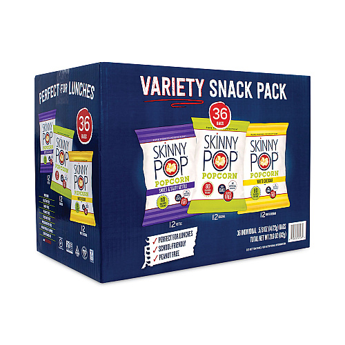 SkinnyPop Popcorn Popcorn Variety Snack Pack, 0.5 oz Bag, 36 Bags/Carton (22001049)