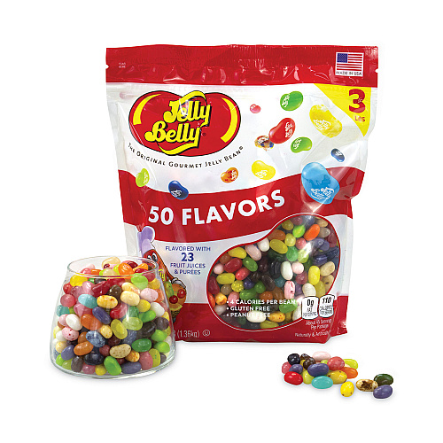 Jelly Belly 50 Flavors Jelly Beans Assortment, 3 lb Standup Bag (22000020)