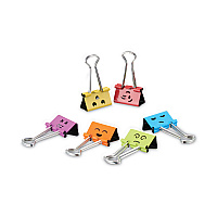 Universal Emoji Themed Binder Clips with Storage Tub, Medium, Assorted Colors, 42/Pack (UNV31031)