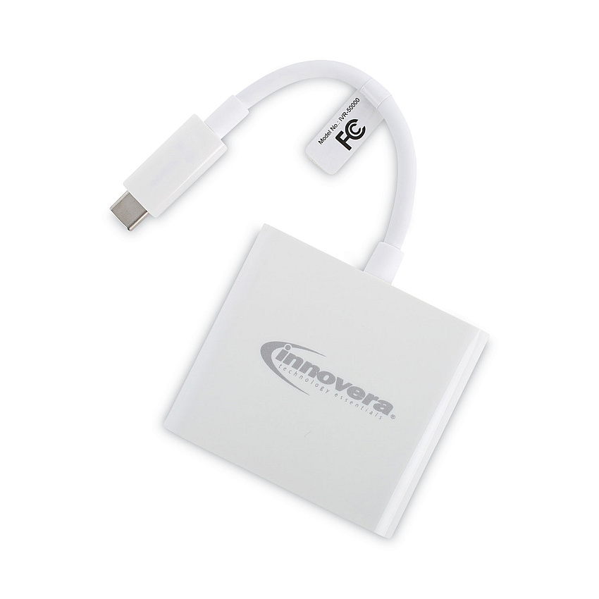 Innovera USB Type-C HDMI Multiport Adapter, HDMI/USB-C/USB 3.0, 0.65 ft, White (IVR50000)