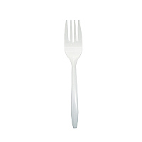 Medium Weight Polypropylene Unwrapped, Fork, White (1000 Per Case), Case Of 1000 (CPPMDFKBKW1)