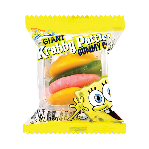 Nickelodeon SpongeBob Squarepants Giant Krabby Patties Gummy Candy, 0.63 oz Pack, 36/Carton (2500006)