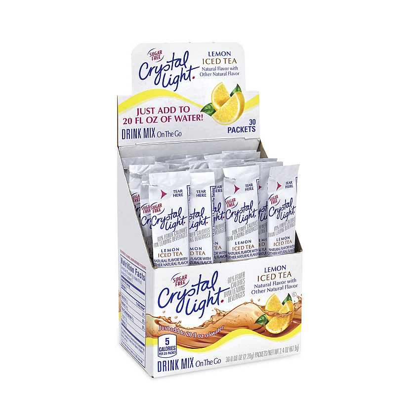 Crystal Light On-The-Go Sugar-Free Drink Mix, Iced Tea, 0.08 oz Single-Serving Tubes, 30/Box, 2 Boxes/Carton (30700159)
