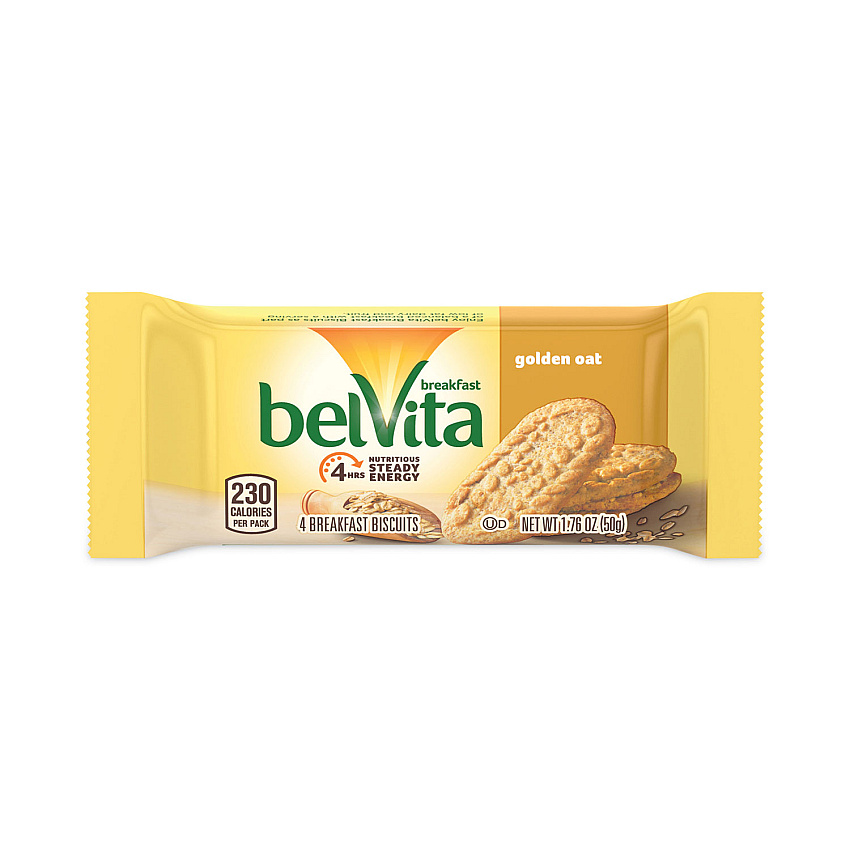 Nabisco belVita Breakfast Biscuits, Golden Oat, 1.76 oz Packet of 4, 12 Packets/Box, 3 Boxes/Carton (30700147)