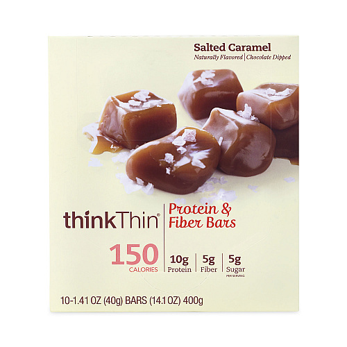 thinkThin High Protein Bars, Salted Caramel, 1.41 oz Bar, 10 Bars/Carton (30700112)