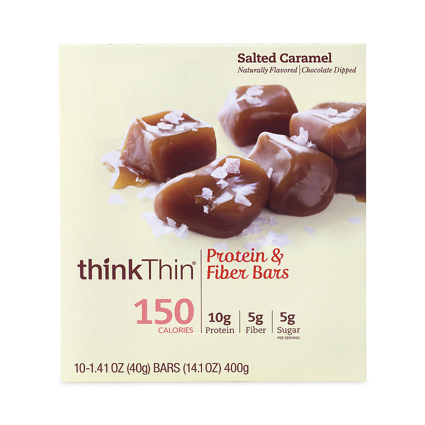 thinkThin High Protein Bars, Salted Caramel, 1.41 oz Bar, 10 Bars/Carton (30700112)