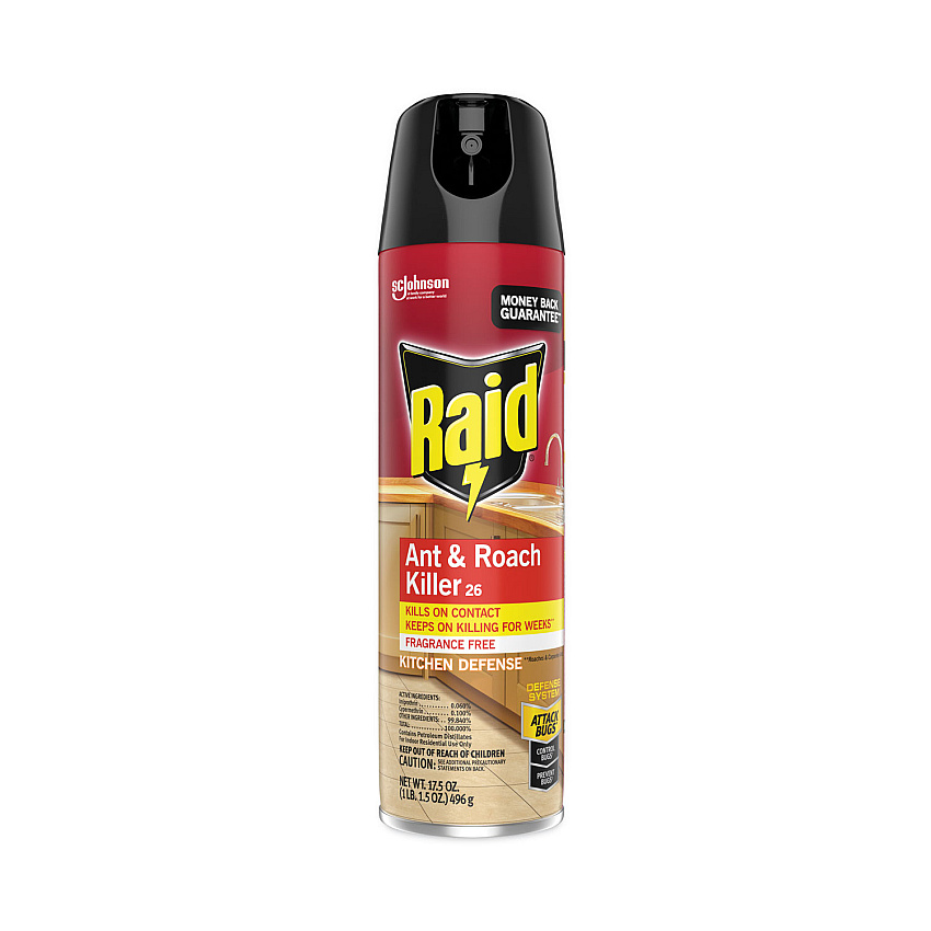 Raid Fragrance Free Ant and Roach Killer, 17.5 oz Aerosol Spray, 12/Carton (386210)