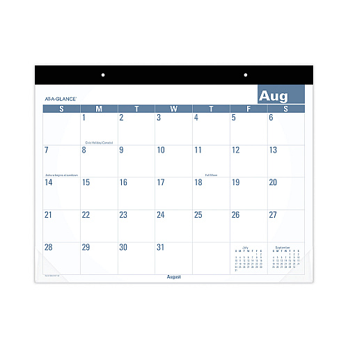 AT-A-GLANCE Academic Large Print Desk Pad, 21.75 x 17, White/Blue Sheets, 12 Month (July to June): 2025 to 2026 (SKLPAY32)