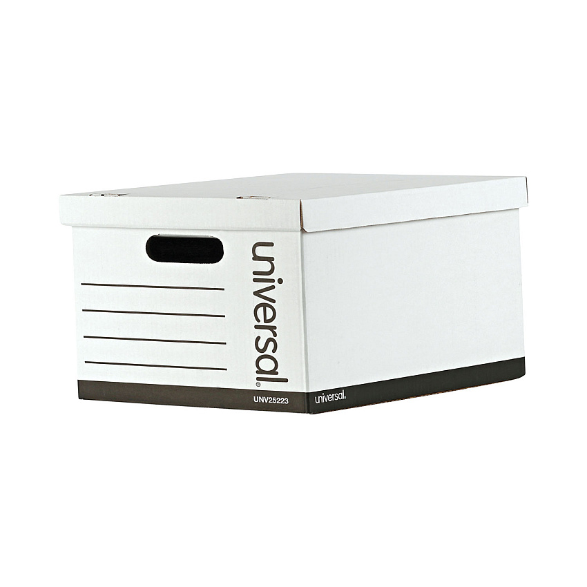Universal Basic-Duty Economy Record Storage Boxes, Letter/Legal Files, 12" x 15" x 10", White, 10/Carton (UNV25223)