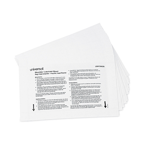 Universal Shredder Lubricant Sheets, 8.4 x 5.9, 24 Sheets/Pack (UNV38026)
