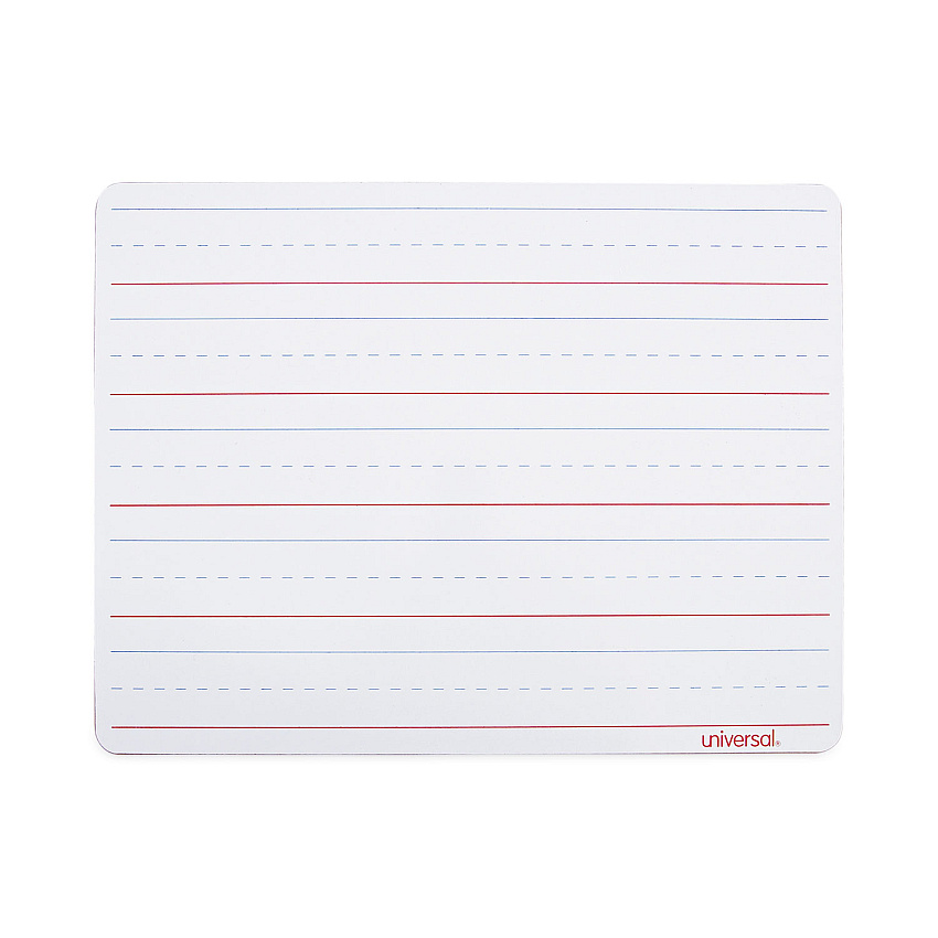 Universal Lap/Learning Dry-Erase Board, Penmanship Ruled, 11.75 x 8.75, White Surface, 6/Pack (UNV43911)