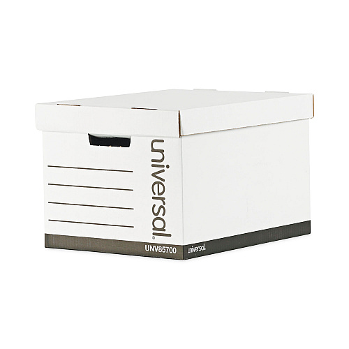 Universal Medium-Duty Lift-Off Lid Boxes, Letter/Legal Files, 12" x 15" x 10", White, 12/Carton (UNV85700)