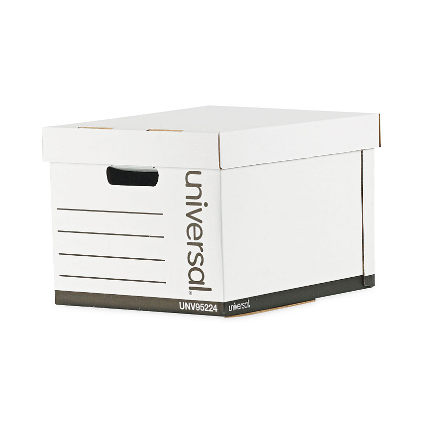 Universal Heavy-Duty Fast Assembly Lift-Off Lid Storage Box, Letter/Legal Files, White, 12/Carton (UNV95224)