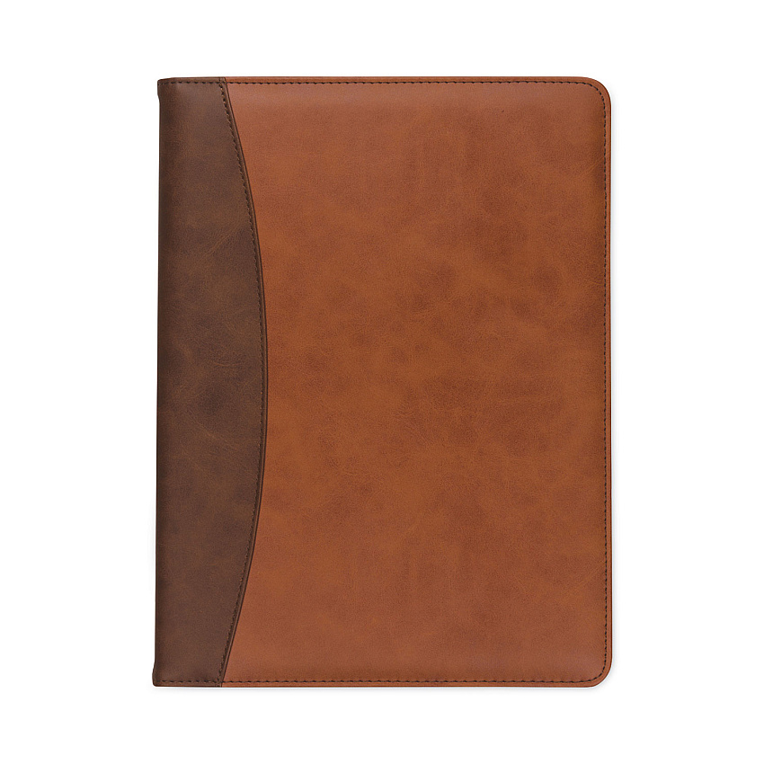 Samsill Two-Tone Padfolio with Spine Accent, 10.6w x 14.25h, Polyurethane, Tan/Brown (71656)
