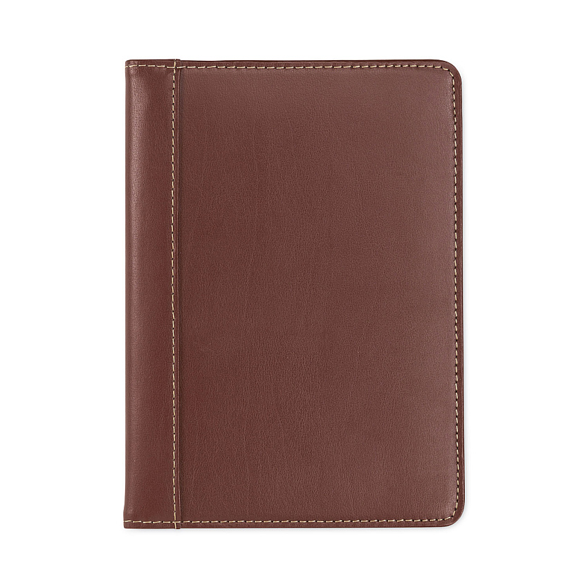 Samsill Contrast Stitch Leather Padfolio, 6.25w x 8.75h, Open Style, Brown (71736)