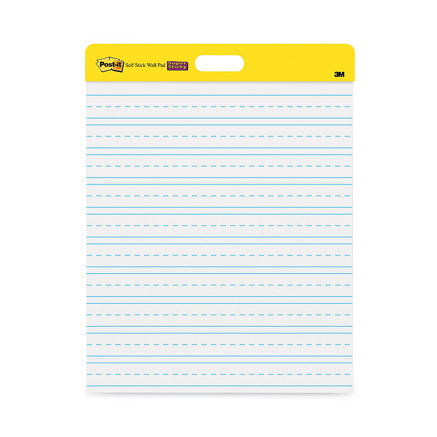 Post-it Self-Stick Wall Pad, Manuscript Format (Primary 3" Rule), 20 x 23, White, 20 Sheets, 2/Pack (566PRL)