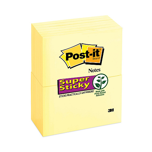 Post-it Pads in Canary Yellow, 3" x 5", 90 Sheets/Pad, 12 Pads/Pack (65512SSCY)