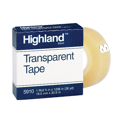 Highland Transparent Tape, 1" Core, 0.75" x 36 yds, Clear (5910341296)