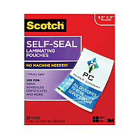 Scotch Self-Sealing Laminating Pouches, 9.5 mil, 9" x 11.5", Gloss Clear, 25/Pack (LS85425G)