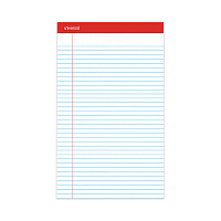 Universal Perforated Ruled Writing Pads, Wide/Legal Rule, Red Headband, 50 White 8.5 x 14 Sheets, Dozen (UNV45000)