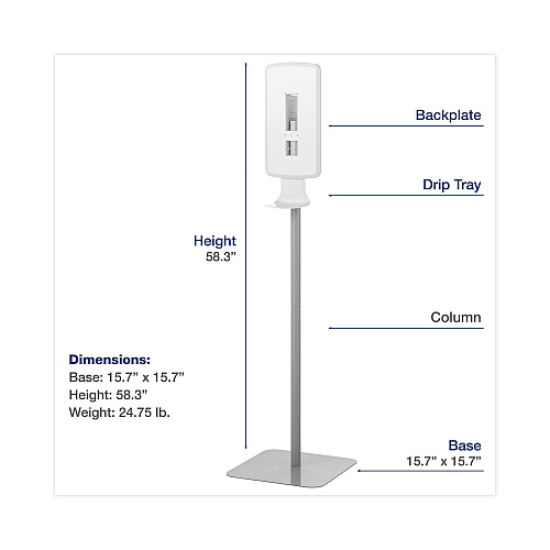 Dial FIT Touch Free Dispenser Floor Stand, 15.7 x 15.7 x 58.3, White (09495EA)