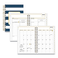 Blue Sky Day Designer Navy Stripe Daily/Monthly Planner, Horizontal Stripe Artwork, 8 x 5, Navy/White Cover, 12-Month (Jan-Dec): 2026 (103623)