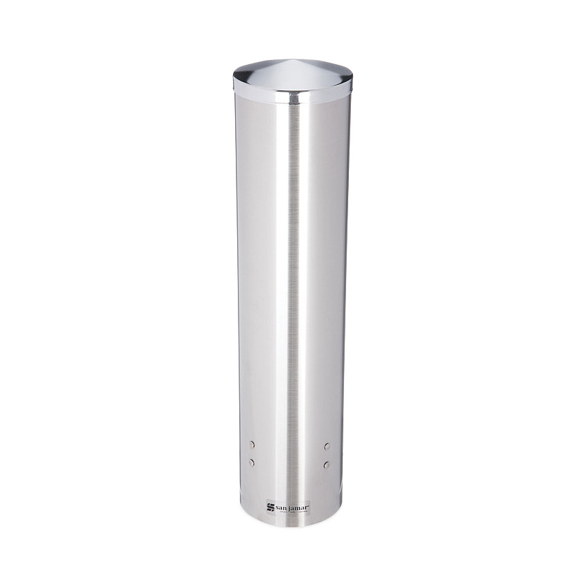 Water Cup Dispenser With Removable Cap, For 4.5 Oz To 7 Oz Cone And  6 Oz To 12 Oz Flat Cups, Stainless Steel, 6/carton