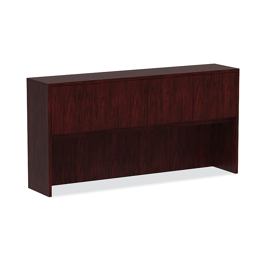 Alera Valencia Series Hutch with Doors, 4 Compartments, 70.63w x 15d x 35.38h, Mahogany (ALEVA287215MY)