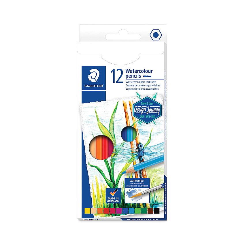 Staedtler Watercolor Pencils, 2.9 mm, HB (#2), Assorted Lead and Barrel Colors, 12/Pack (14610CC12)