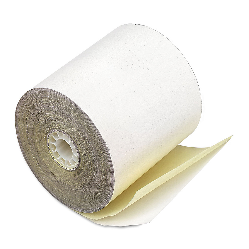 ICONEX Impact Printing Carbonless Paper Rolls, 2.25" x 70 ft, White/Canary, 50/Carton (90770444)