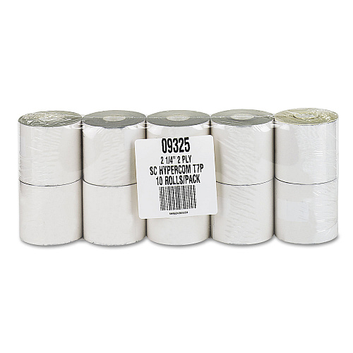 ICONEX Impact Printing Carbonless Paper Rolls, 2.25" x 70 ft, White/Canary, 10/Pack (90770440)