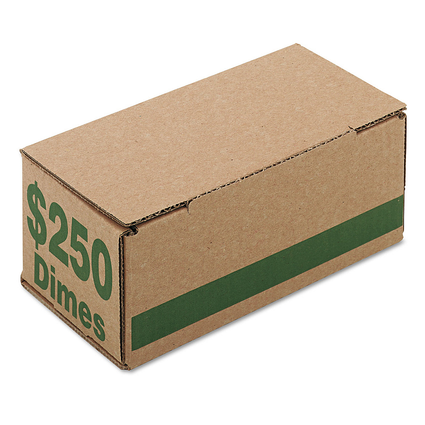 ICONEX Corrugated Cardboard Coin Storage with Denomination Printed On Side, 8.06 x 3.31 x 3.19,  Green (94190088)