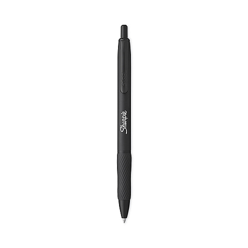 Sharpie S-Gel Premium Metal Barrel Gel Pen, Retractable, Medium 0.7 mm, Black Ink, Black Barrel, Dozen (2153580)